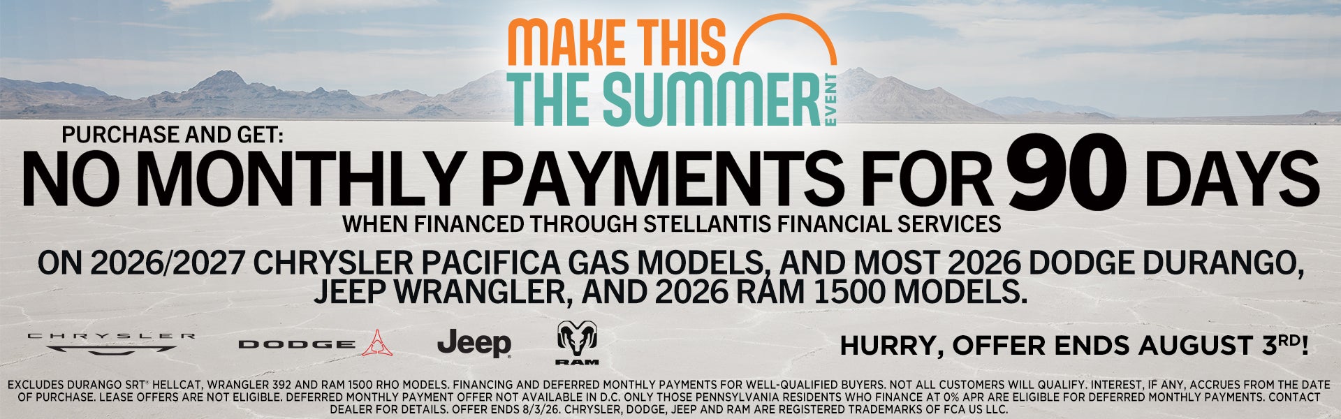 No Payments for 90 Days on New Pacifica & Wrangler (exc.392)